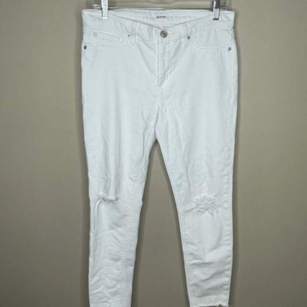 Hudson White Nico Midrise‎ Ankle Super Skinny Jeans